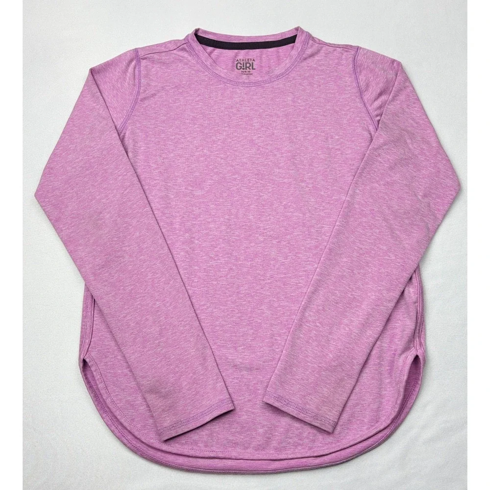 Athleta Girl Purple Heathered Long Sleeve Thumbhole Active‎ Top Size M 8-10